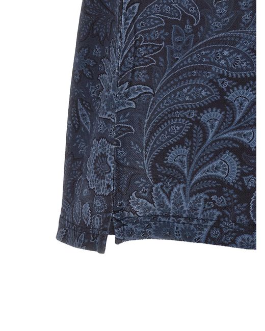 Etro Blue 'Arnica Paisley' Polo Shirt for men