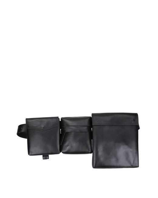 The Attico Black The Attico Leather Multi-Compartment Belt Bag for men