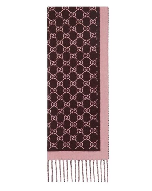 Gucci Red Gg Wool Scarf