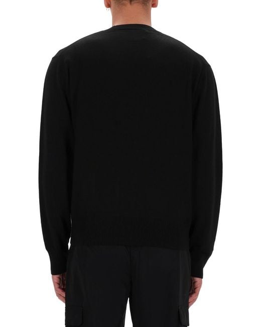 Versace Jeans Couture Black Jersey With V-Emblem Acrylic Jumpers for men