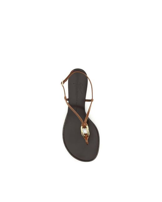 Giuseppe Zanotti Multicolor Brown Calf Leather Bos Taurus Wedge Sandals
