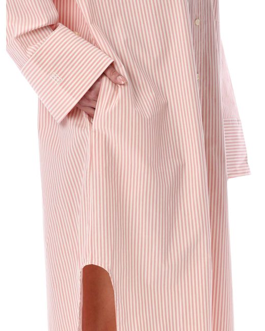 By Malene Birger Pink Perros Striped Midi Dress