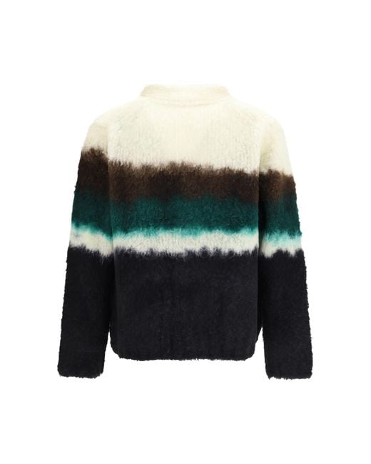 Sacai Black Chusen-Dyed Cardigan Wool Ovis Aries; Polyester for men