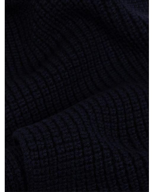 DSquared² Blue Logo Patch Knit Wool Scarf Accessories for men