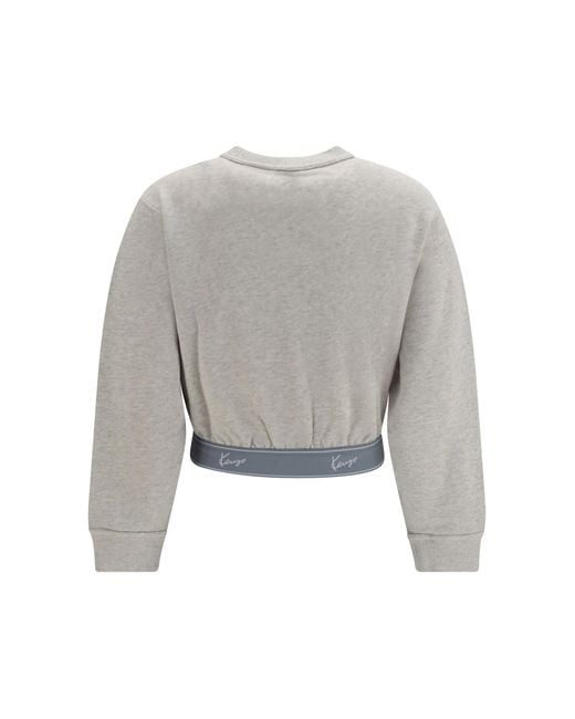KENZO Gray Cropped Sweatshirt Cotton Sweatshirts
