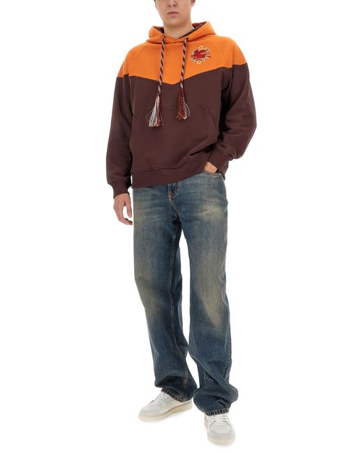 Etro Brown Hooded Sweatshirt With Logo for men