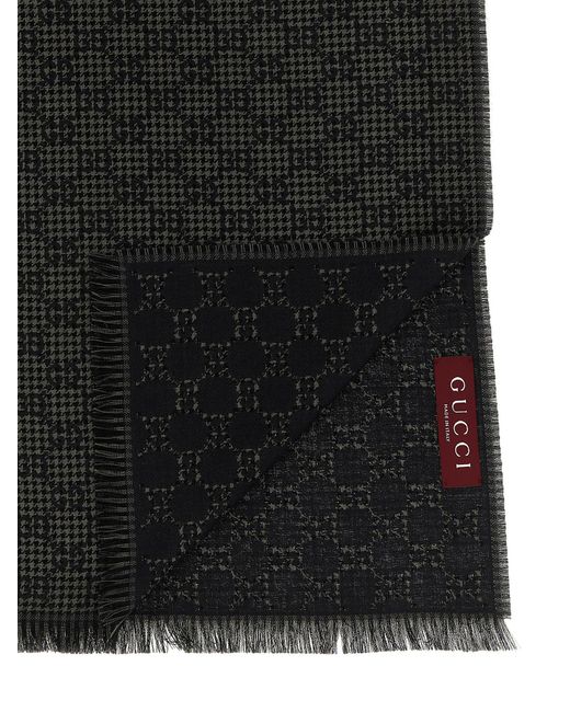Gucci Black Wool Silk Scarf for men