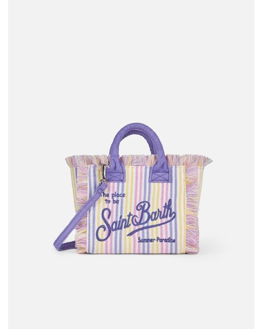 Mc2 Saint Barth Blue Striped Terry Embossed Mini Vanity Bag