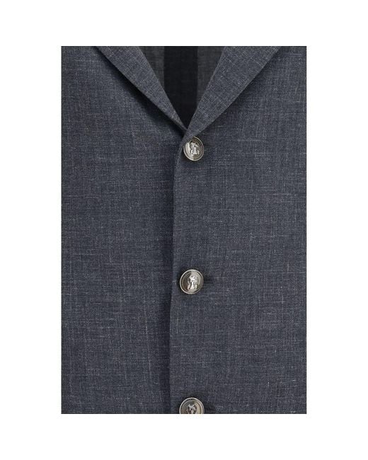 Brunello Cucinelli Blue Gray Wool Oves Aries Blazer for men