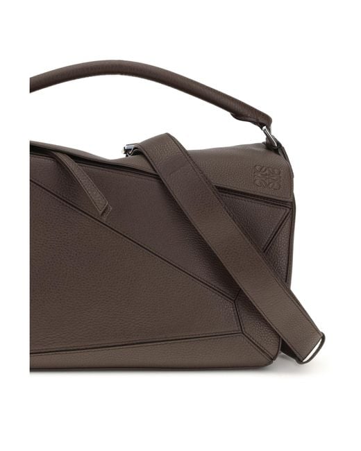 Loewe Brown Shoulder Bag Large Puzzle Calfskin Calf Leather for men