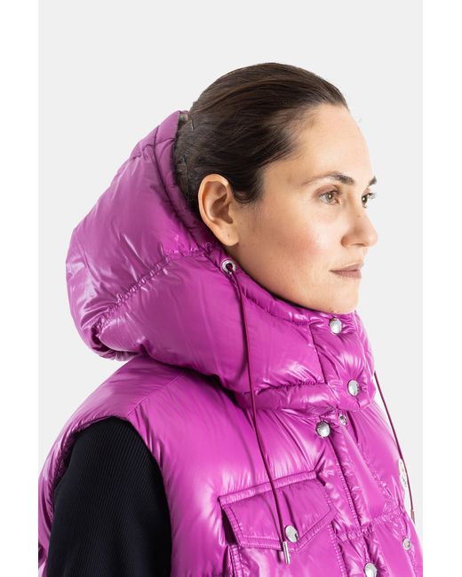 Moncler Pink Pario Hooded Puffer Vest Down Jackets