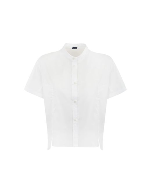 Fay White Cotton Shirt With Mandarin Collar