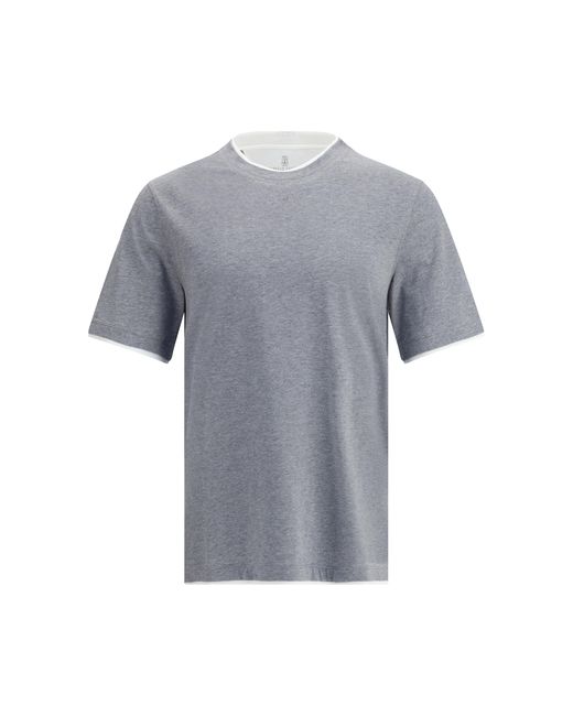 Brunello Cucinelli Gray Cotton T-Shirt T-Shirts for men