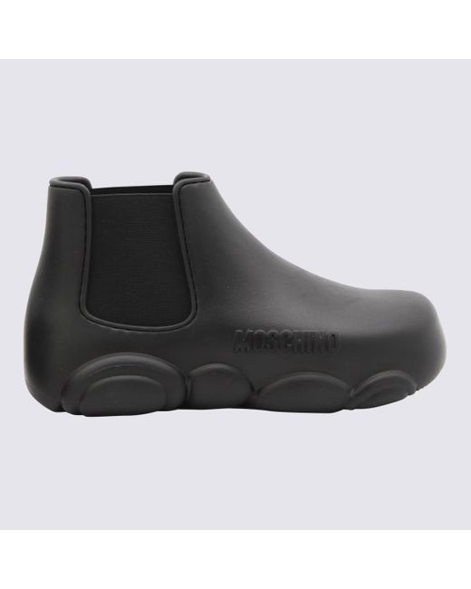 Moschino Black Rubber Gummy Boots