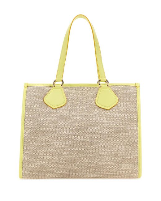 Lancel Yellow Canvas Summer Shopping Bag