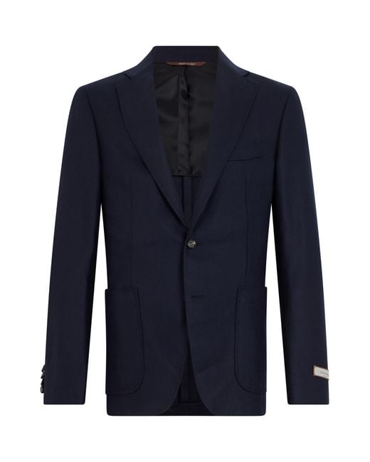 Canali Blue Single-Breasted Jacket Wool-Silk Suit & Dinner for men