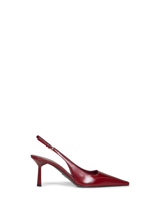 Prada Pink Calzature Burgundy Brushed Leather Slingback Pumps