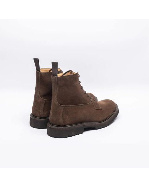 Tricker's Brown Burford Suede Lace-Up Boot Vibram Sole for men