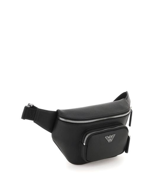 Emporio Armani Black Regenerated Leather Beltpack for men