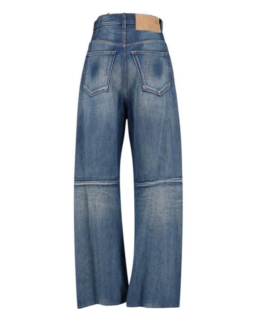 MM6 by Maison Martin Margiela Blue Fringed Wide Jeans