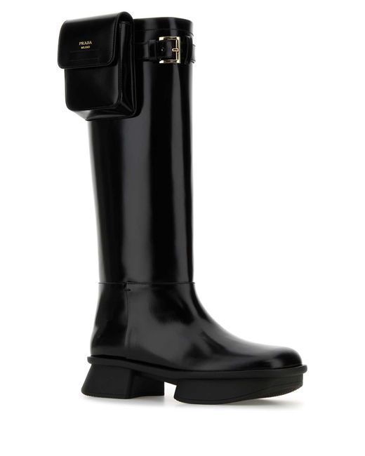 Prada Black Leather Boots