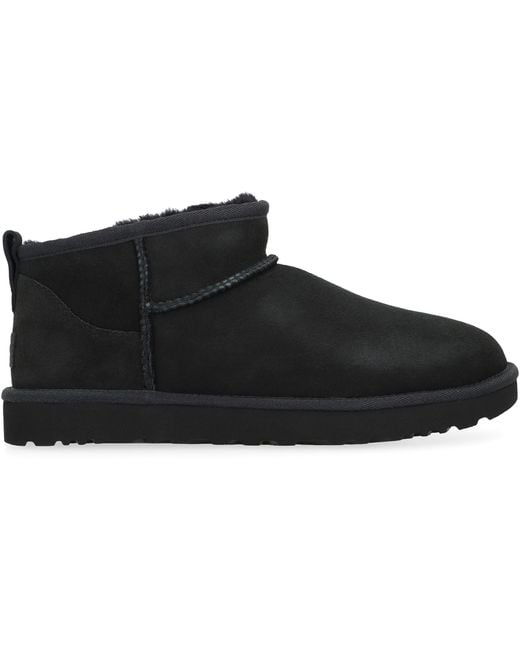 Ugg Black Classic Ultra Mini Boots Ovine Leather