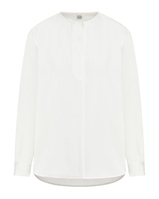 Totême  White Collarless Cotton Shirt