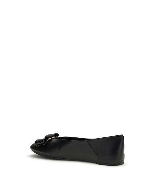 Ferragamo White Ballerina Flats Vara Bow Calf Leather Shoes