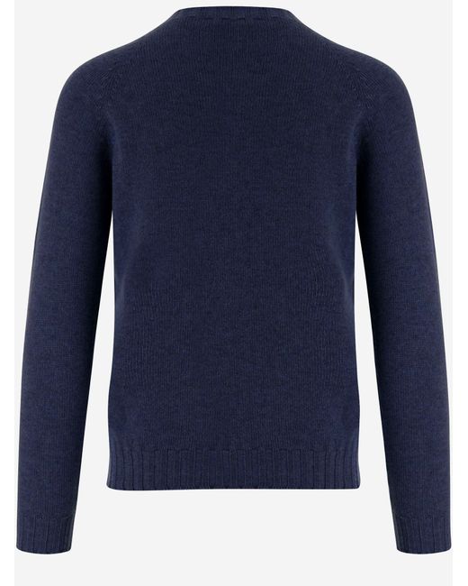 Tagliatore Blue Cashmere Crew-Neck Sweater for men