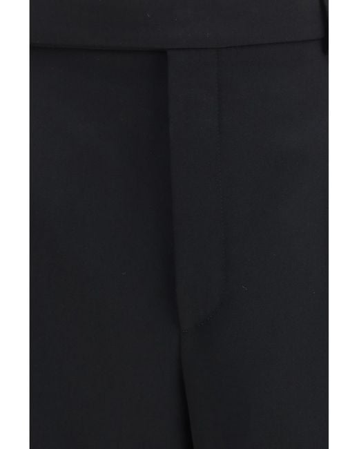 Saint Laurent Black Fluid Grain De Poudre Trousers Wool Ovis Aries for men
