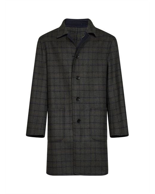 Etro Blue Wool Blend Reversible Coat for men