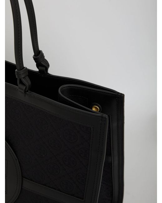 Tory Burch Ella T Monogram Quadrant Tote Bag in Black Lyst UK