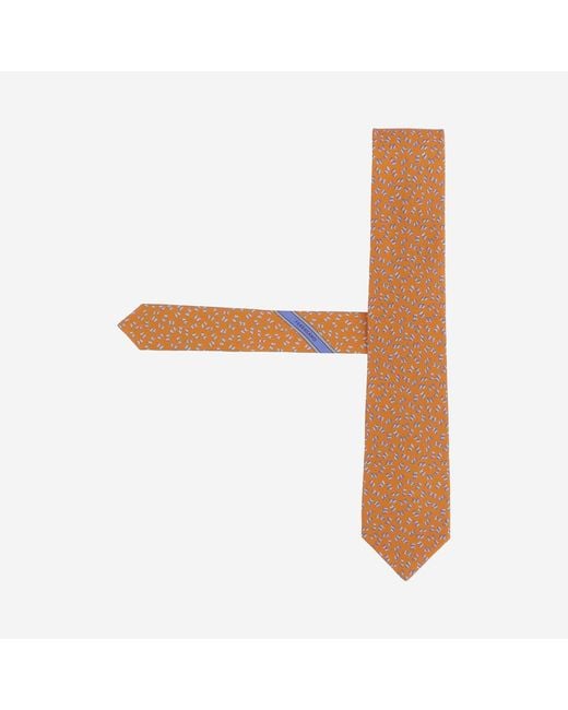 Ferragamo Brown Silk Tie With Pattern, Ties & Bow for men