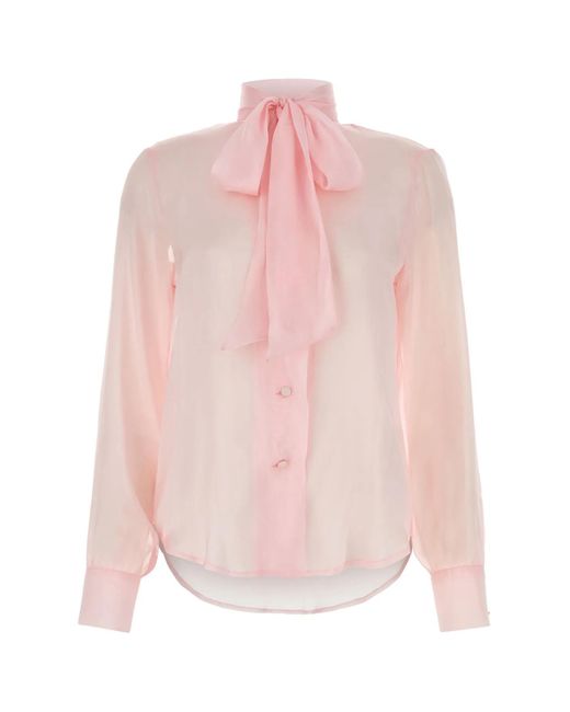 HEBE STUDIO Pink Chiffon Ava Shirt