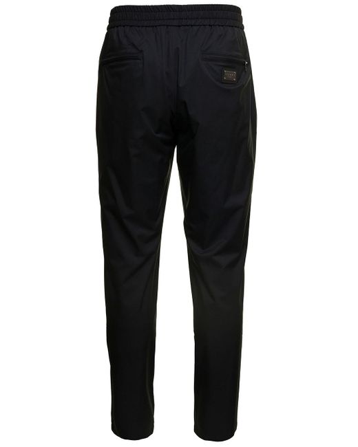 Dolce & Gabbana Black Jogger Pants Witrh Drawstring In Jersey Lined Nylon Man for men