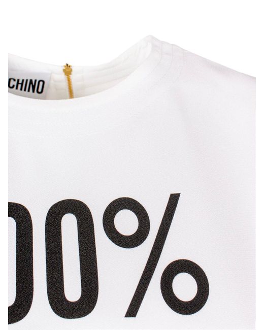 Moschino White Logo Printed T-shirt Mini Dress