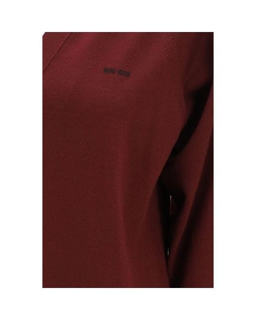 Miu Miu Red Bordeaux Wool Oves Aries Cardigan
