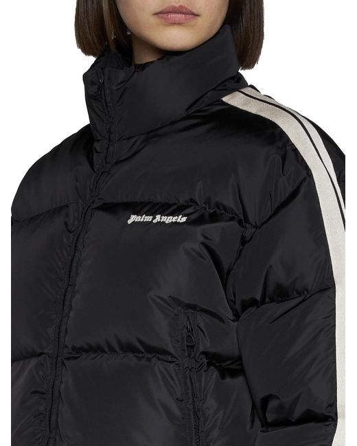 Palm Angels Black Logo-embroidered Puffer Jacket