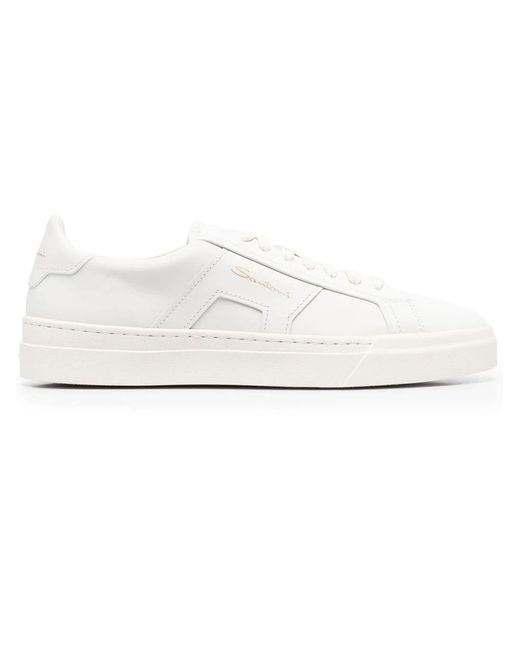Santoni White Leather Sneakers for men