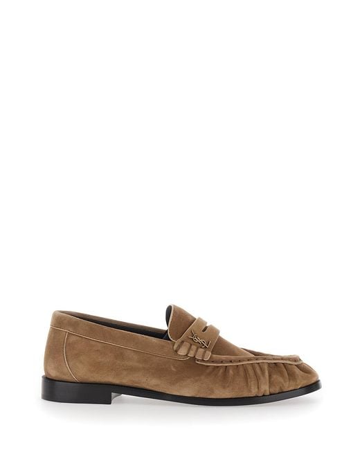 Saint Laurent Brown Loafers Le Loafer Suede