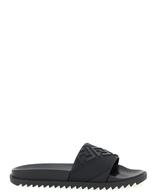 Fendi Black Logo Pool Slides for men