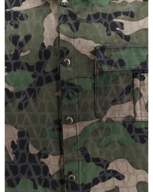 Valentino Gray Cotton Jacket With Camouflage Motif for men