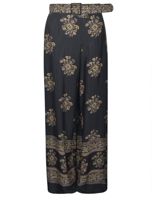 Zimmermann Black Belted Printed Trousers