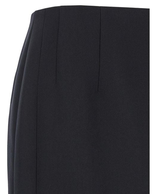 Valentino Black Midi Skirt With Side Splits Wool