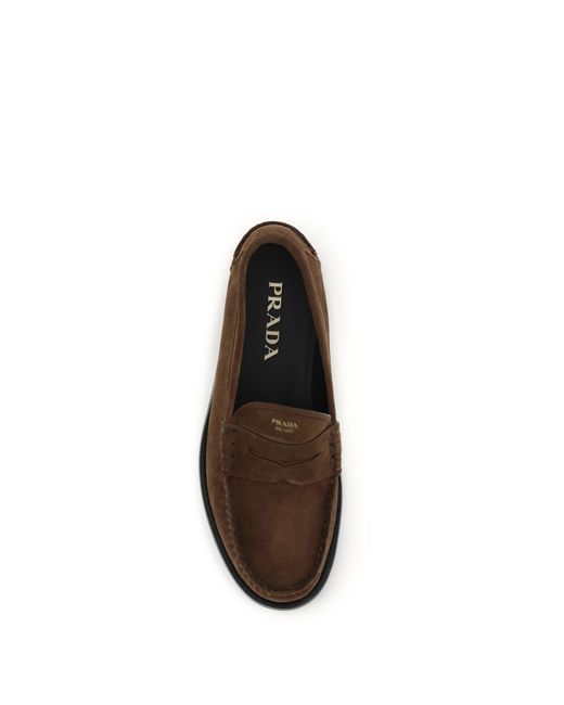 Prada Brown Suede Loafers for men