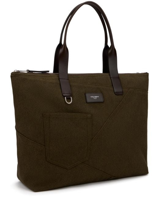 Dolce & Gabbana Brown Tote Bag Adamo Patchwork-Dark/Dark Cotton for men