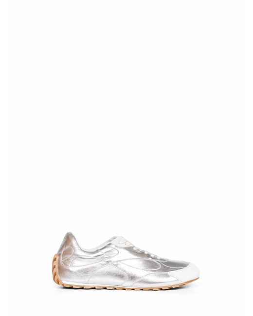 Bottega Veneta White Laminated Leather Orbit Flash Sneakers for men