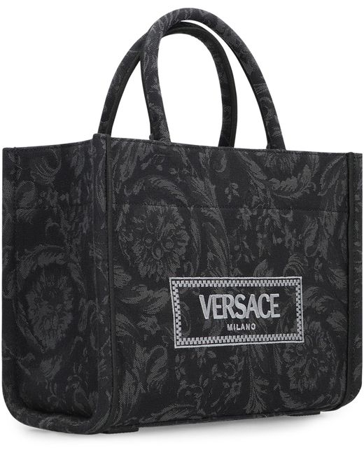 Versace Black Piccola Athena Tote Bag Fabric Cotton