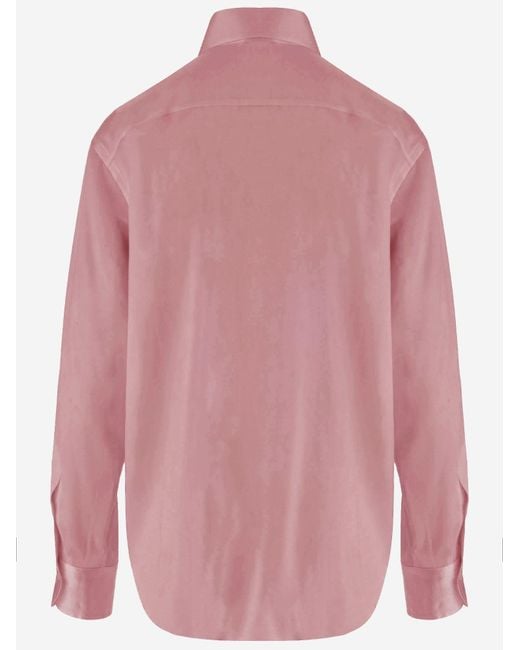 HER SHIRT HER DRESS Pink Stretch Silk Shirt Ludovica