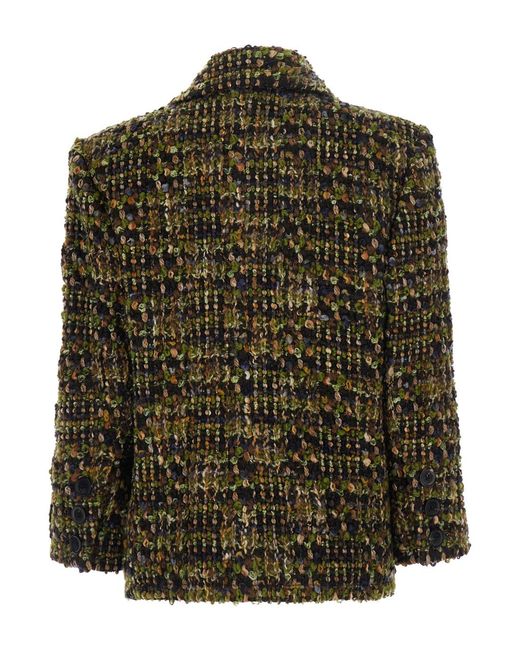 Saint Laurent Green Single-Breasted Wool Jacket Blazers